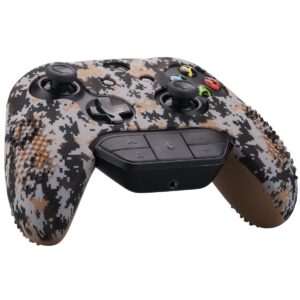 9CDeer 1 Piece of Studded Protective Customize Digital Camo Silicone Cover Skin Sleeve Case 8 Thumb Grips Analog Caps for Xbox One/S/X Controller Brown Compatible with Official Stereo Headset Adapte