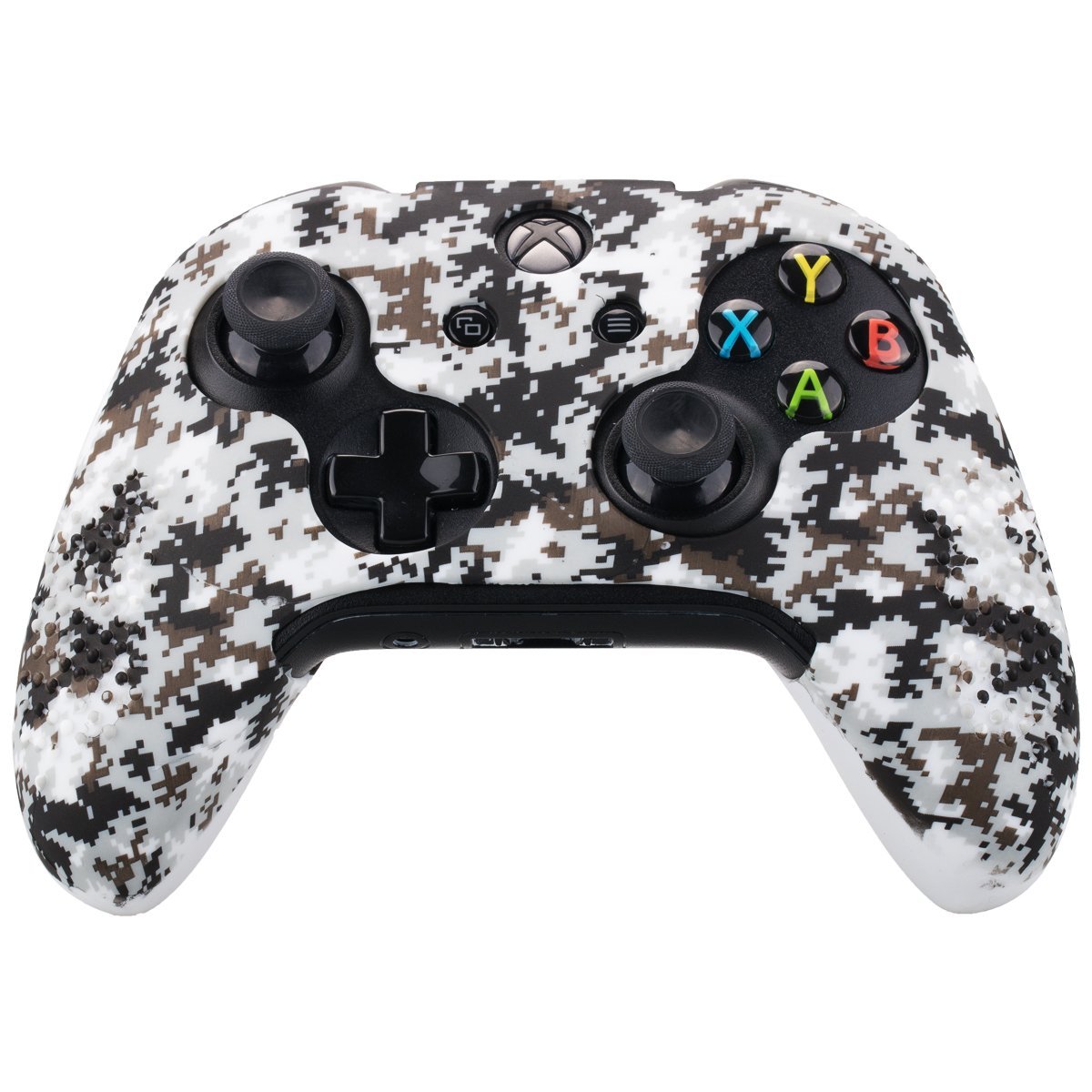 9CDeer 1 Piece of Studded Protective Customize Digital Camo Silicone Cover Skin Sleeve Case 8 Thumb Grips Analog Caps for Xbox One/S/X Controller White Compatible with Official Stereo Headset Adapte