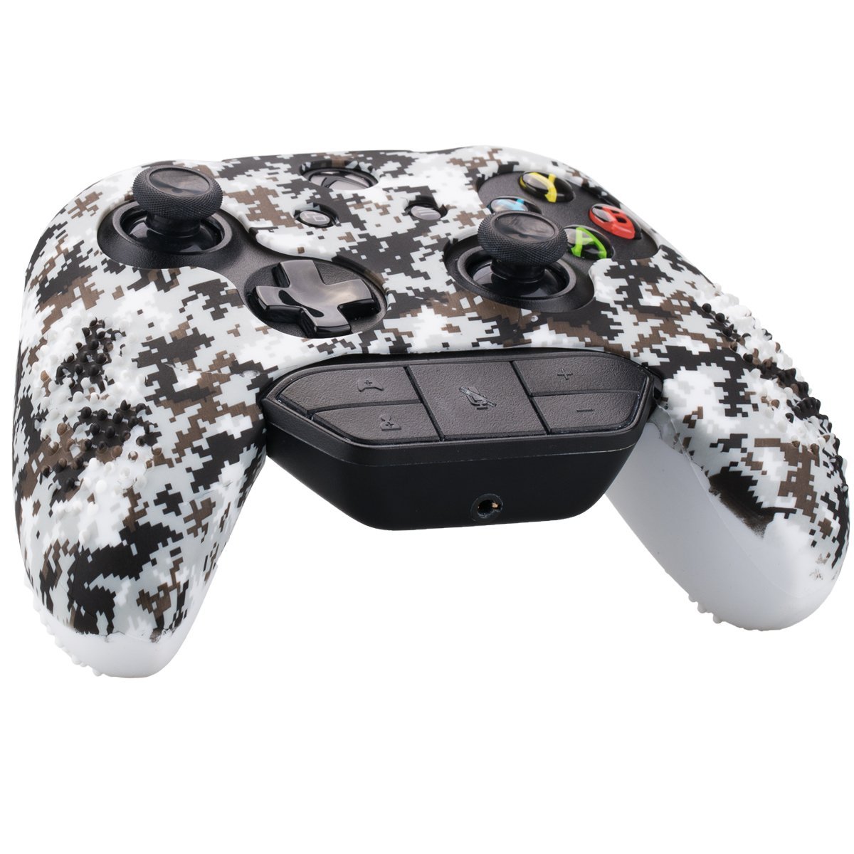 9CDeer 1 Piece of Studded Protective Customize Digital Camo Silicone Cover Skin Sleeve Case 8 Thumb Grips Analog Caps for Xbox One/S/X Controller White Compatible with Official Stereo Headset Adapte