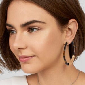 Hoop Earrings for Women Geometry Acrylic Resin Earrings Bohemia Tortoise Shell Earrings Mottled Statement Stud Earrings Fashion Jewelry(Dark Leopard)