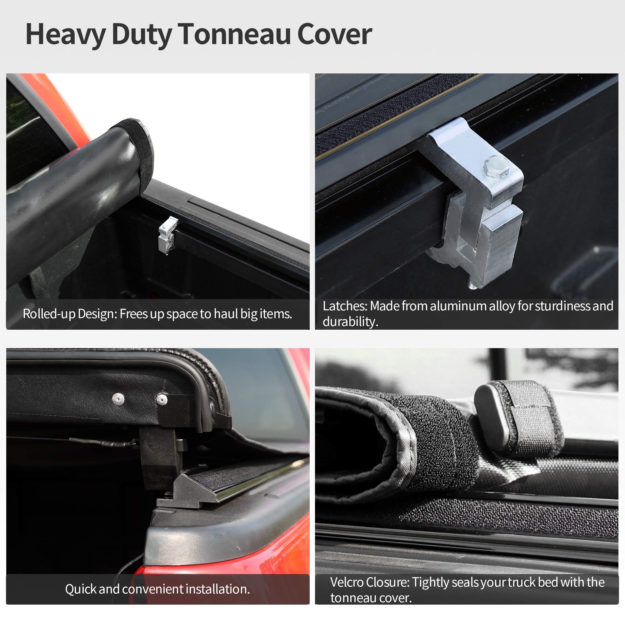 OEDRO Roll Up Truck Bed Tonneau Cover Compatible with 2015-2024 Ford F-150 F150 5.6 Feet Bed