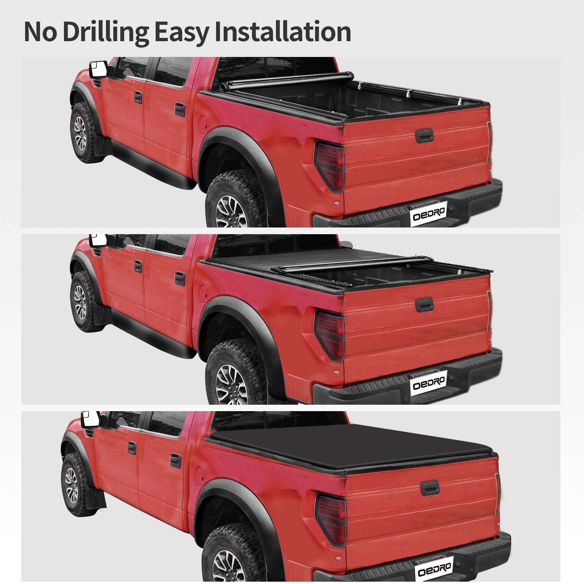 OEDRO Roll Up Truck Bed Tonneau Cover Compatible with 2015-2024 Ford F-150 F150 5.6 Feet Bed