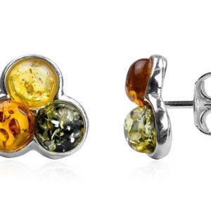 Ian and Valeri Co. Multicolor Amber Sterling Silver Fashion Charming Stud Earrings