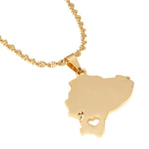 stainless steel ecuador map pendant necklaces maps jewelry ecuadorian (gold)