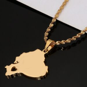 Stainless Steel Ecuador Map Pendant Necklaces Maps Jewelry Ecuadorian (Gold)