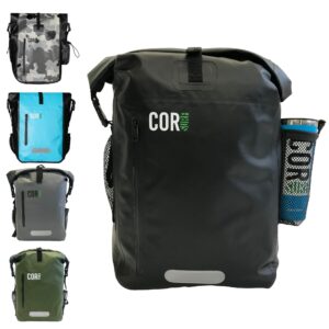 cor surf waterproof backpack dry bag backpack for swimming, boating or kayaking, roll-top design with sonically welded seams and padded laptop sleeve (40l, 21 x 15 x 18 inches)