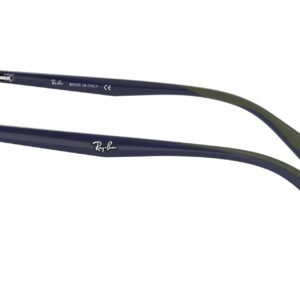 Ray-Ban RX7156 Round Prescription Eyeglass Frames, Transparent Dark Blue/Demo Lens, 53 mm