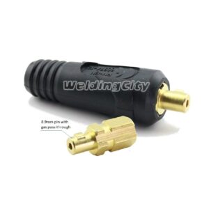 WeldingCity TIG Welding Torch Air-cooled WP-9 (125-amp)/WP-17 (150-amp) Power Cable Hose 57Y03R (25-ft) and Dinse-type 25mm (Small) .355"-pin Gas-thru Adapter