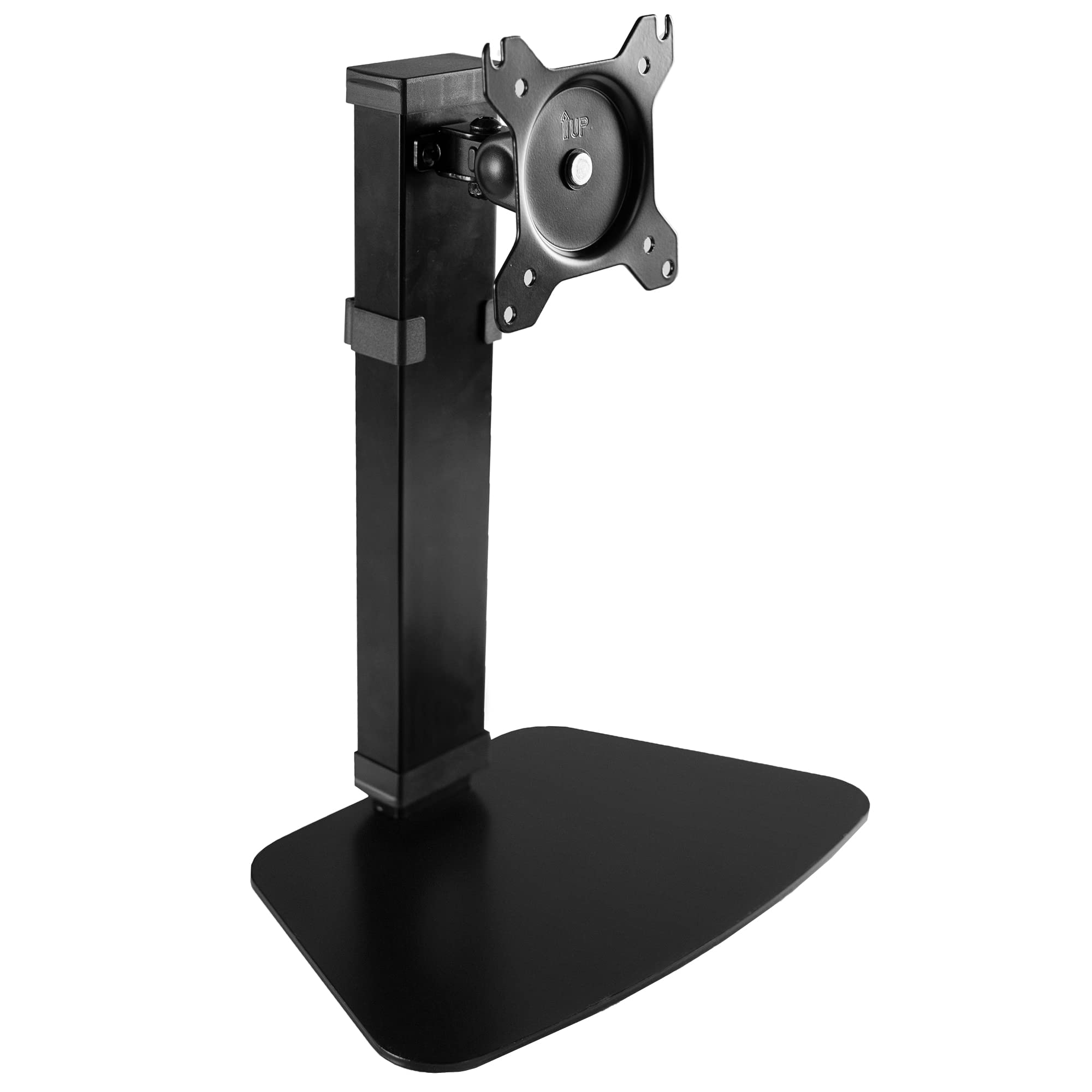 VIVO Pneumatic Free Standing Single Monitor Mount Desk Stand, Tall Height Adjustable Arm for Screens up to 32 inches, Black, STAND-V001V