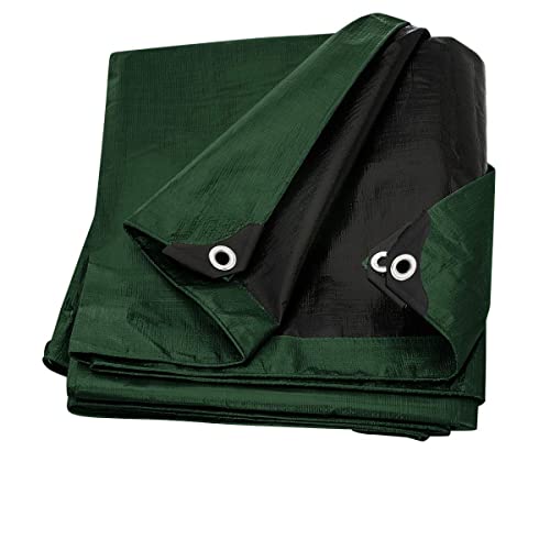 Tarp Cover 10X12 Green/Black 2-Pack Heavy Duty Thick Material, Waterproof, Great for Tarpaulin Canopy Tent, Boat, RV Or Pool Cover!!!(Poly Tarp Heavy Duty 10X12)