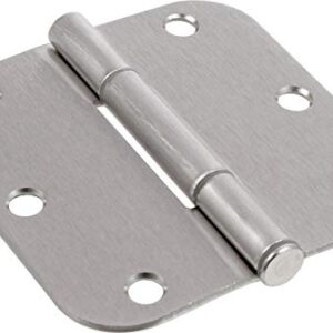 Hardware Essentials 854321 Round Corner Squeak-Proof Door Hinges, 3-1/2 inch, 3-1/2", Satin Nickel, 3 Pieces