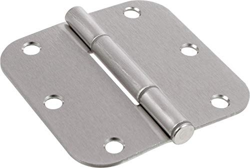 Hardware Essentials 854321 Round Corner Squeak-Proof Door Hinges, 3-1/2 inch, 3-1/2", Satin Nickel, 3 Pieces