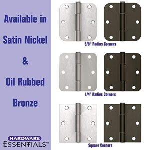 Hardware Essentials 854321 Round Corner Squeak-Proof Door Hinges, 3-1/2 inch, 3-1/2", Satin Nickel, 3 Pieces