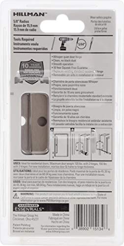 Hardware Essentials 854321 Round Corner Squeak-Proof Door Hinges, 3-1/2 inch, 3-1/2", Satin Nickel, 3 Pieces