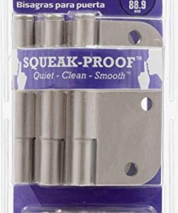 Hardware Essentials 854321 Round Corner Squeak-Proof Door Hinges, 3-1/2 inch, 3-1/2", Satin Nickel, 3 Pieces