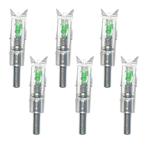 Reikawa 6PCS Lighted Nocks for Crossbow with .300''/7.62mm Inside Diameter,Half Moon Style Lighted Archery nocks