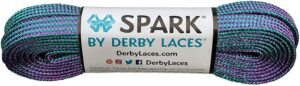 derby laces spark purple and teal stripe shoelace, for shoes, skates, boots, roller skating, roller derby, hockey and ice skates (120 inch / 305 cm)