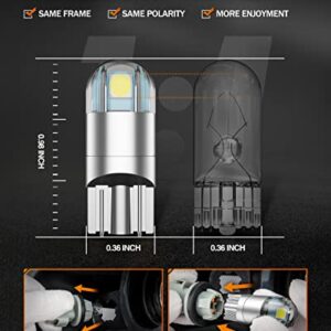 SEALIGHT 194 LED Bulbs 6000K White, 168 2825 T10 W5W 3030 Bright Chips, Dome Light, Map Door Courtesy License Plate Pack of 10