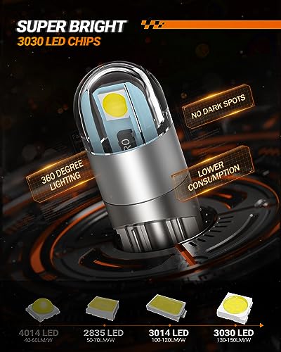 SEALIGHT 194 LED Bulbs 6000K White, 168 2825 T10 W5W 3030 Bright Chips, Dome Light, Map Door Courtesy License Plate Pack of 10