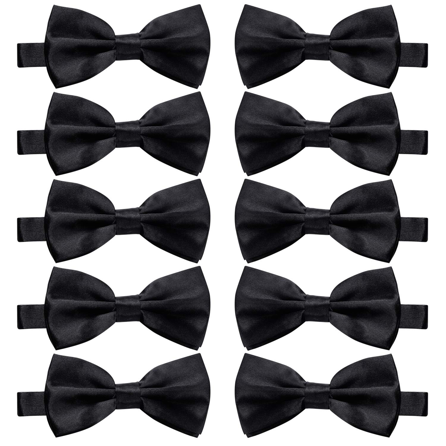 10 Pcs Elegant black Pre-tied Bow ties Formal Tuxedo Bowtie Set with Adjustable Neck Band,Gift Idea For Men And Boys