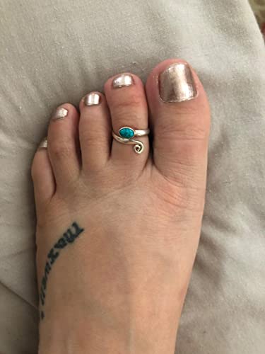 Tibetan Turquoise Stone Toe ring 925 Sterling Silver Girls Toe ring Midi Ring Women Body Jewellery Adjustable Toe Ring Handmade Toe ring gemstone toe rings