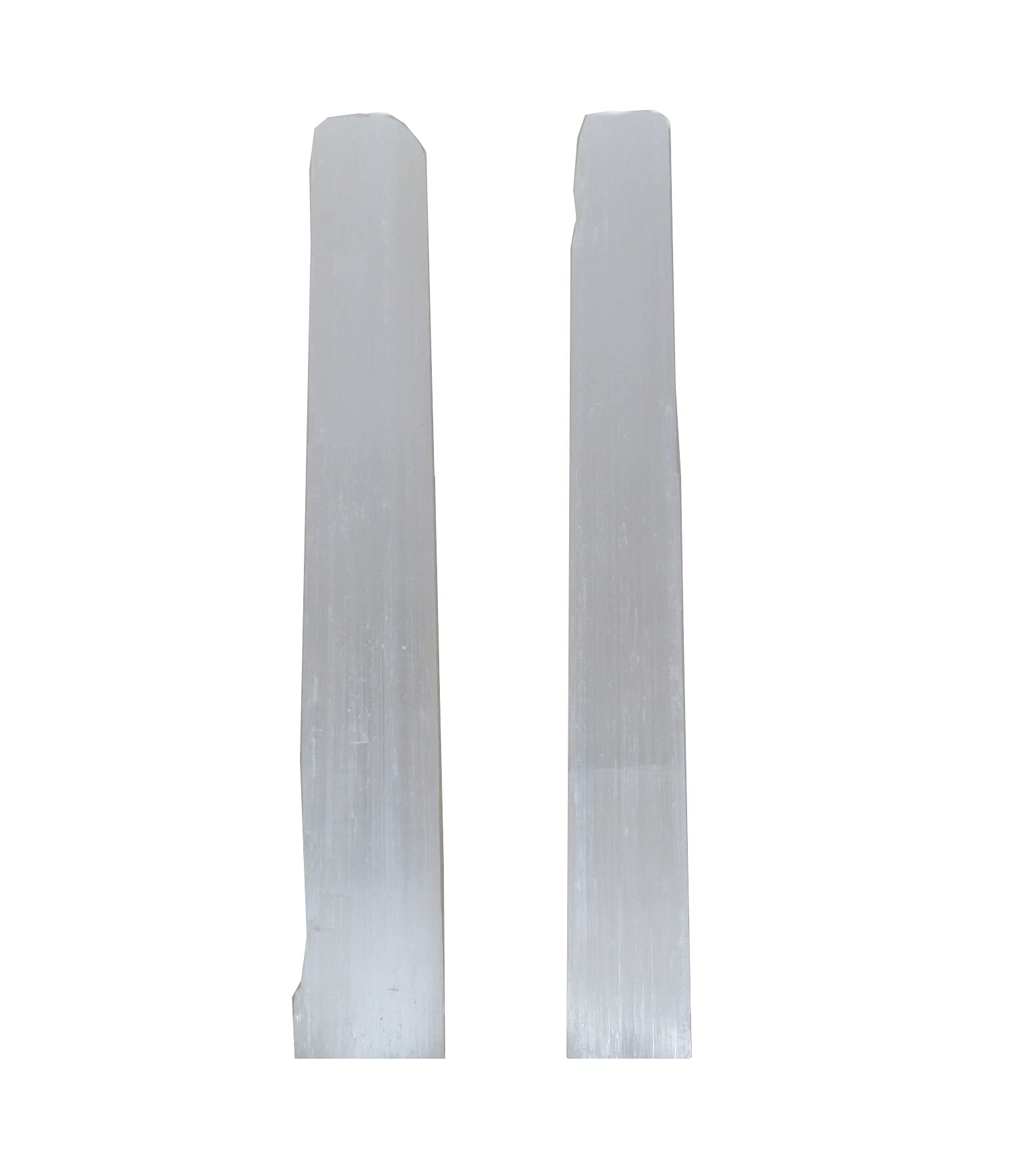 2 Pack Selenite Sticks 6 To 8.5 Inches Long, 1 To 2 Inches Wide, White Healing Stone, Strong Protection Powers