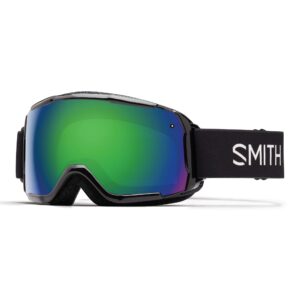 smith youth medium fit snow goggles black with green sol-x lens