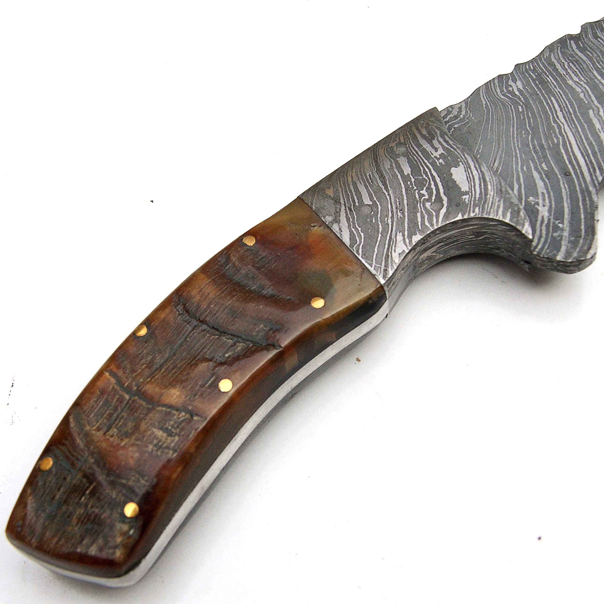 PAL 2000 KNIVES HK-9295 Handmade Damascus Steel 13 Inches Hunting Knife Ram Horn Handle with Sheath