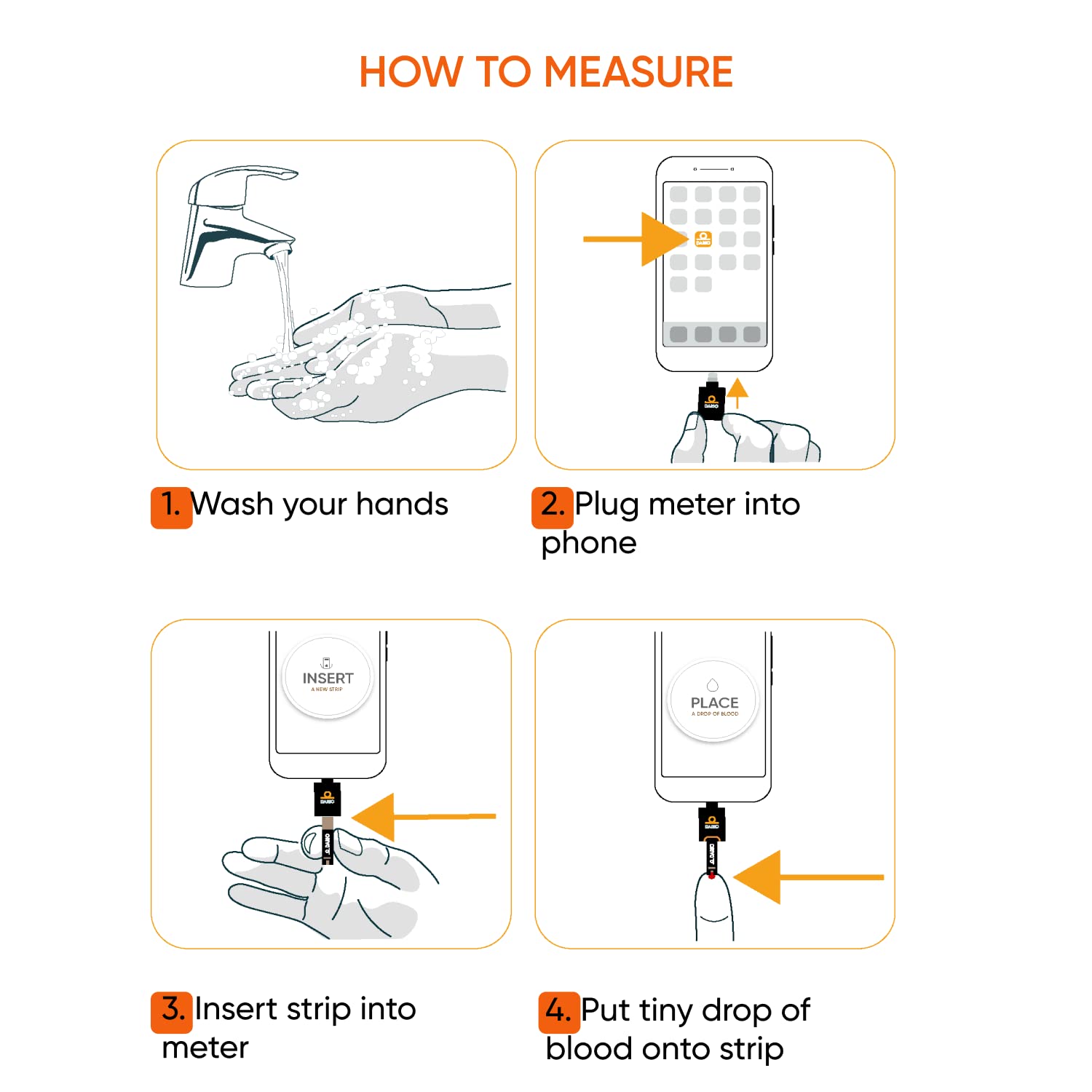 DARIO Smart Glucose Monitor Kit | Test Blood Sugar Levels & Manage Diabetes, Testing Kit Includes: Glucometer with 25 Strips, 10 Sterile lancets (Lightning Adapter - For iPhones Up To 14 Only)