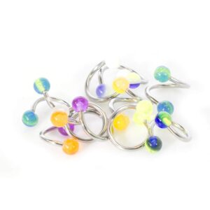 BodyJewelryOnline Twister Rings 10 Pack Multi-Colored Glow In The Dark Design Navel Lip Ear Helix