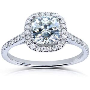 kobelli moissanite and lab grown diamond halo engagement ring 1 1/3 ctw 14k white gold (gh/vs, def/vs), 9