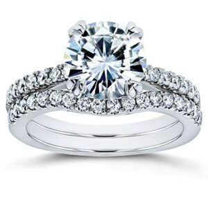 kobelli forever one moissanite and lab grown diamond bridal rings set 2 1/3 ctw 14k white gold (def/vs), 7.5