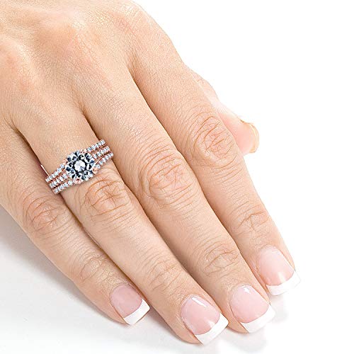 Kobelli Forever One Moissanite and Lab Grown Diamond 3pc Bridal Rings Set 2 1/2 CTW 14k Rose Gold (DEF/VS), 4.5