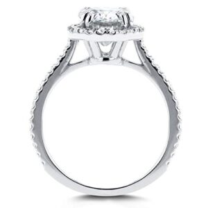 Kobelli Oval Moissanite and Lab Grown Diamond Halo Engagement Ring 1 4/5 CTW 14k White Gold (GH/VS, DEF/VS), 6.5