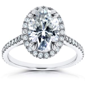 kobelli oval moissanite and lab grown diamond halo engagement ring 1 4/5 ctw 14k white gold (gh/vs, def/vs), 6