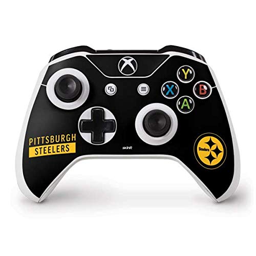 Skinit Decal Gaming Skin Compatible with Xbox One S Controller - Officially Licensed NFL Pittsburgh Steelers Black Performance Series Design