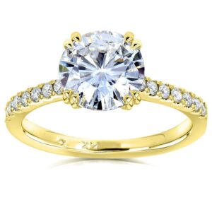 kobelli forever one moissanite and lab grown diamond engagement ring 2 1/10 ctw 14k yellow gold (def/vs), 10