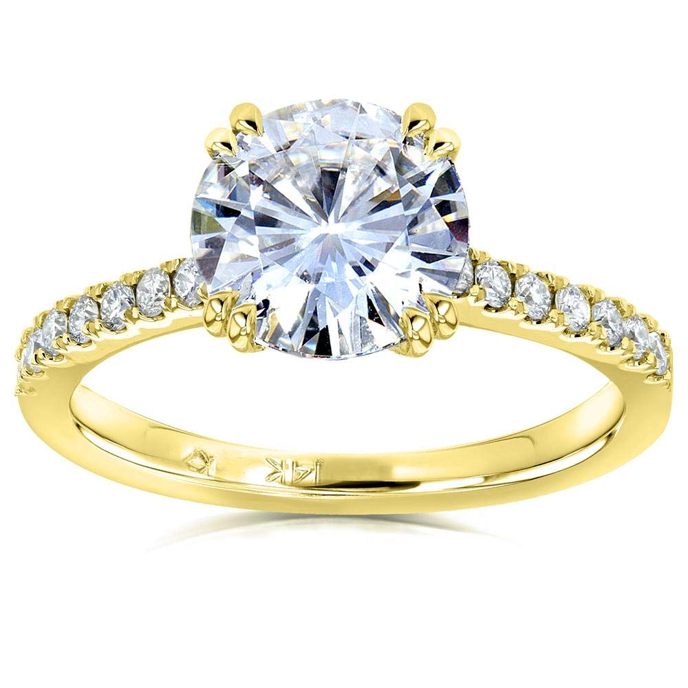 Kobelli Forever One Moissanite and Lab Grown Diamond Engagement Ring 2 1/10 CTW 14k Yellow Gold (DEF/VS), 10