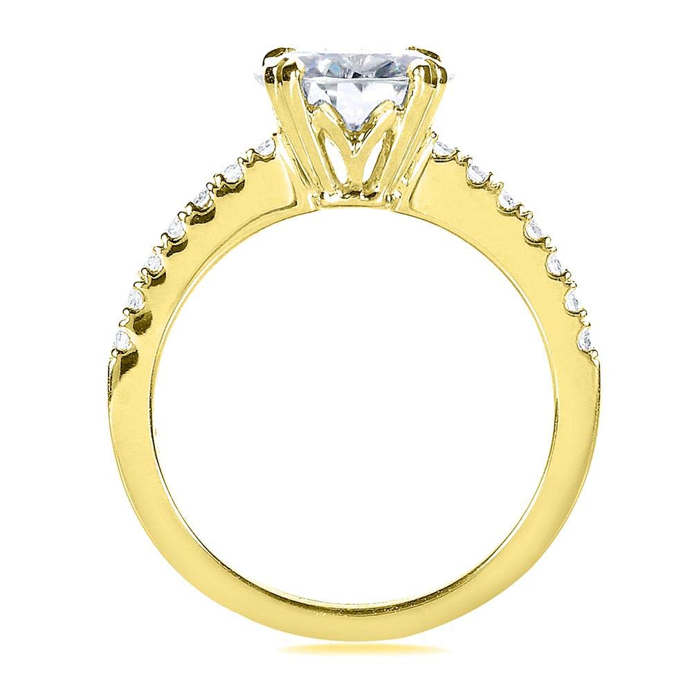 Kobelli Forever One Moissanite and Lab Grown Diamond Engagement Ring 2 1/10 CTW 14k Yellow Gold (DEF/VS), 10