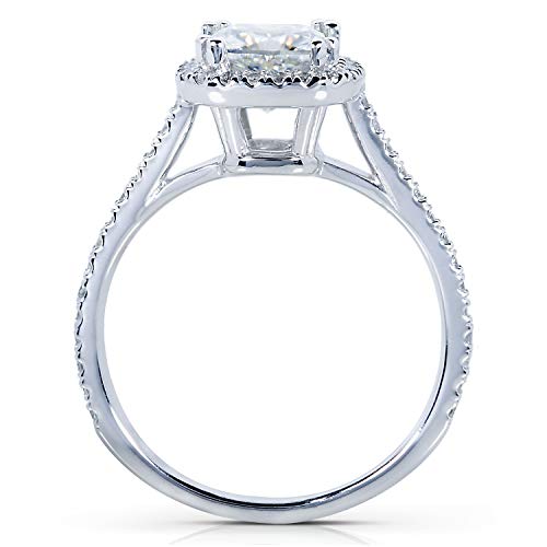 Kobelli Forever One Moissanite and Lab Grown Diamond Halo Engagement Ring 1 1/3 CTW 14k White Gold (DEF/VS), 6.5