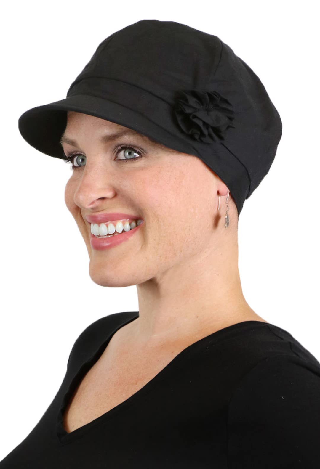 Hats Scarves & More Newsboy Cap for Women Chemo Headwear Cancer Hat 50+ UPF Sun Protection Summer Brighton (BLACK)