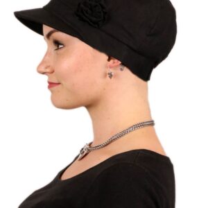 Hats Scarves & More Newsboy Cap for Women Chemo Headwear Cancer Hat 50+ UPF Sun Protection Summer Brighton (BLACK)