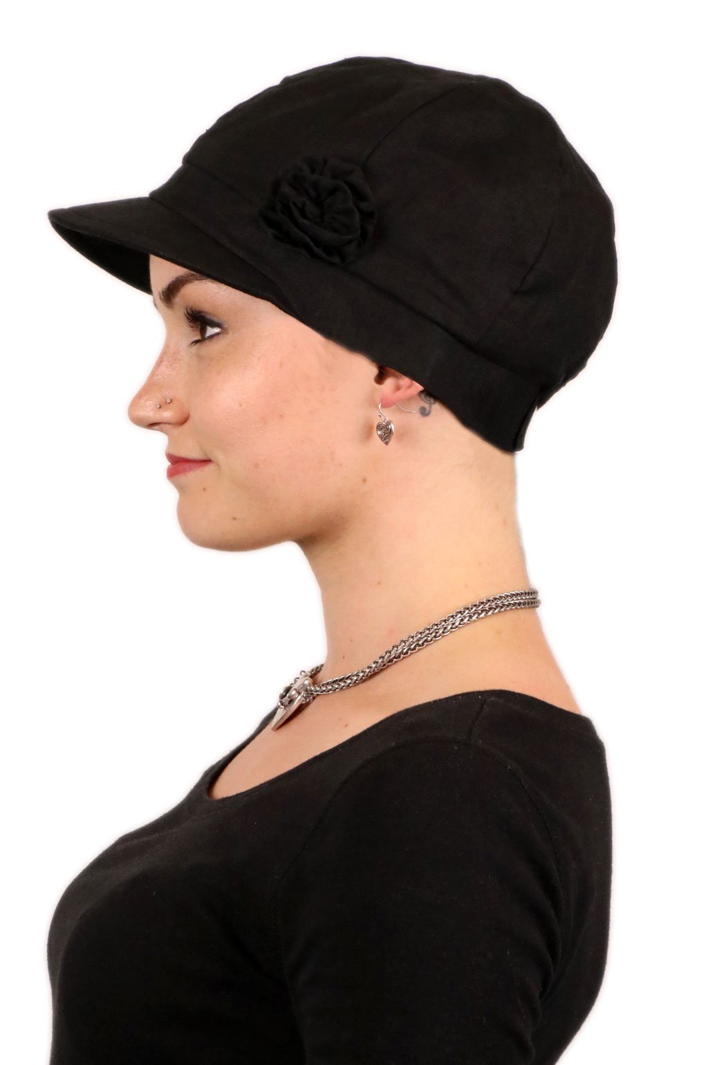 Hats Scarves & More Newsboy Cap for Women Chemo Headwear Cancer Hat 50+ UPF Sun Protection Summer Brighton (BLACK)