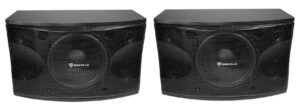 rockville pair kps12 12" 3-way 1600 watt karaoke speakers+wall brackets/mdf, black