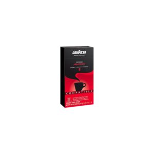 lavazza espresso maestro classico medium roast coffee aluminum capsules compatible with nespresso original machines, espresso, 100% arabica, notes of grains and biscotti.(10 pack) (packaging may vary)