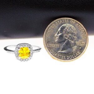 Uloveido Platinum Plated Cushion Cut Cubic Zirconia Wedding Engagement Rings for Women, Square Ring Gift for Graduation (Yellow, Size 7) Y3100