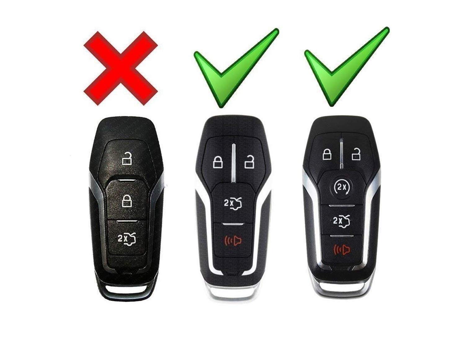 iJDMTOY Genuine Carbon Fiber Key Fob Protective Cover Case Compatible with Ford 4/5-Button Intelligent Access Key (Fusion Mustang Explorer MKZ MKX, etc)