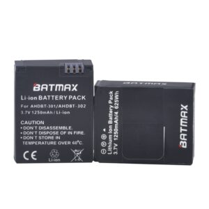 Batmax Battery (4-Pack) and LCD Dual USB Charger for Gopro 3 GoPro HERO3+, HERO3 and GoPro AHDBT-201, AHDBT-301, AHDBT-302 Action Cameras