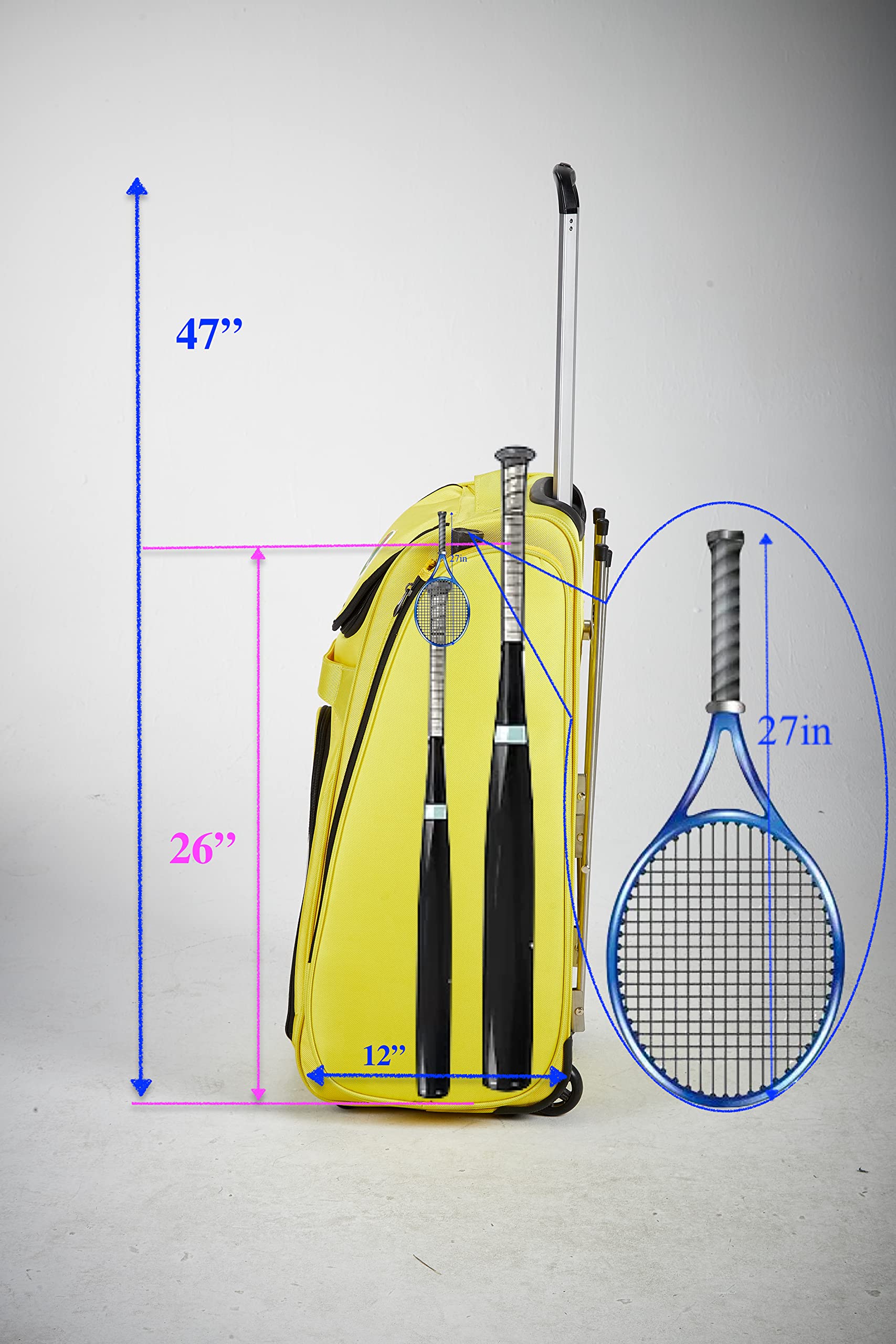 VIV Pickleball Tennis Bag: All-in-One Pickleball Bag, Hopper, and Feeder with Wheels. Store, Travel, Practice with Pickleball, Tennis, Baseball, Softball Gears. Pickleball Hopper, Tennis Ball Hopper