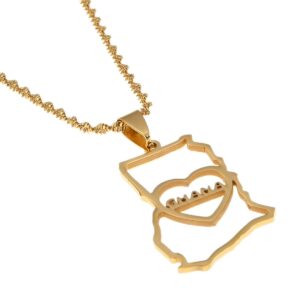 ghana map pendant necklaces ghanaian jewelry i love ghana heart pendant (gold)